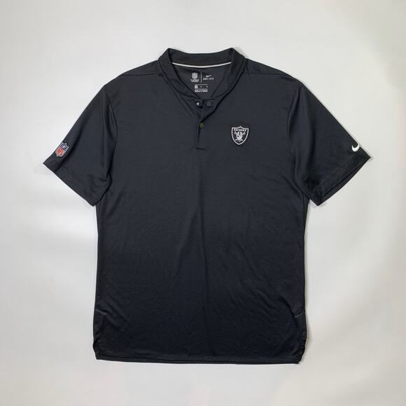 Las Vegas Raiders Shirt Mens M Black NFL OnField Blade Collar Nike Golf Polo - Picture 2 of 12